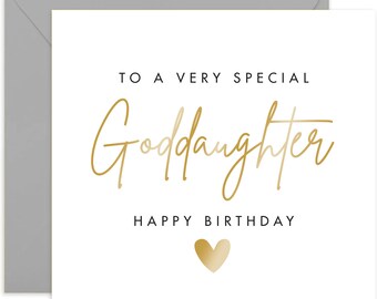 To A Very Special Goddaughter Card - Birthday Card for Her - Birthday Card - Gold Hand-lettered - Lovely Card - Card For Goddaughter