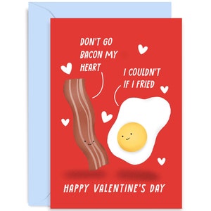 Bacon and Egg Valentines Card - Anniversary Card - Love Card - Valentine&#39;s Day Card - Funny Love Card - Joke Love Card - For Him - For Her