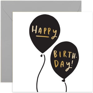 Birthday Balloons Greeting Card - Fun Birthday Card - Stylish Birthday Greeting Card - Card for Friends or Family - Birthday Card - Fun Card