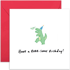 Have a Roarsome Birthday Dinosaur Card - Fun Card for Kids - Dinosaur Greeting Card - Kids Birthday Card - Child Birthday Card - Dinosaur