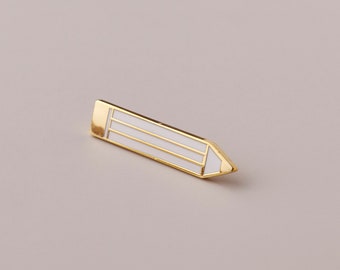 Pencil Enamel Pin - Gold and White Enamel Pin - Enamel Lapel Pin - Fun Enamel Pin - enamel pin - ENP149