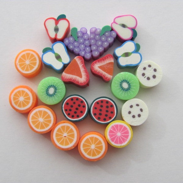 Monique listing Polymer clay mixed fruit beads x 80