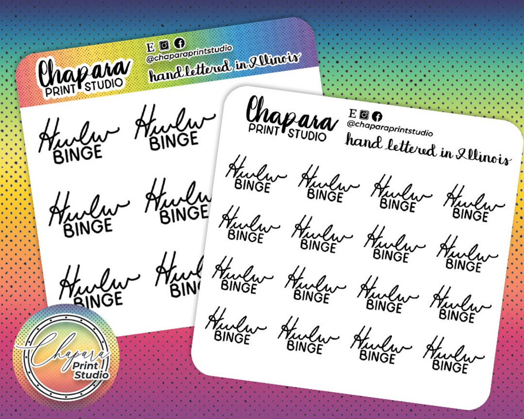 Hulu Binge Hand Lettered Planner Stickers 2111 Script Etsy