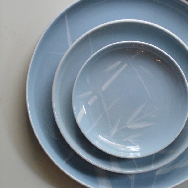 Winfield Ware Blue Pacific China 34 Piece Set White Bamboo On Blue (Group 2)