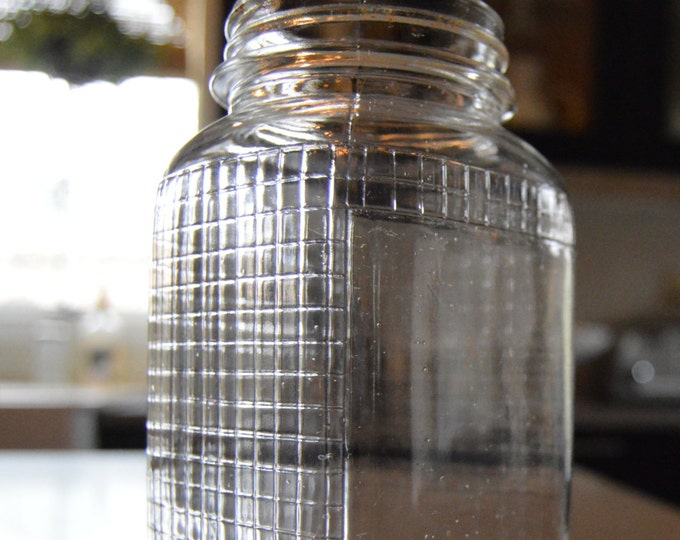 Square Canning Jar With Grid Pattern Quart Size Etsy
