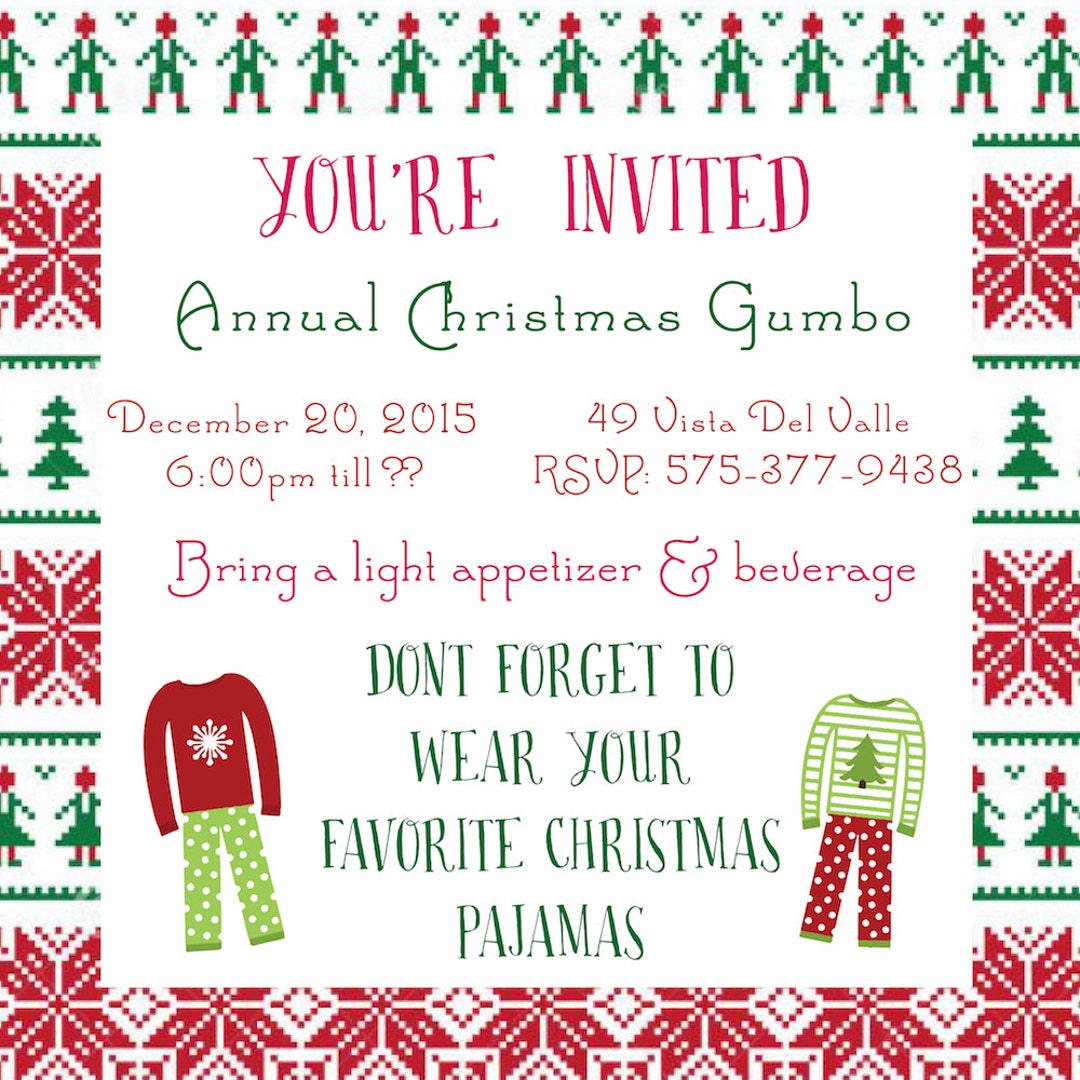 Christmas Party Invitations Etsy