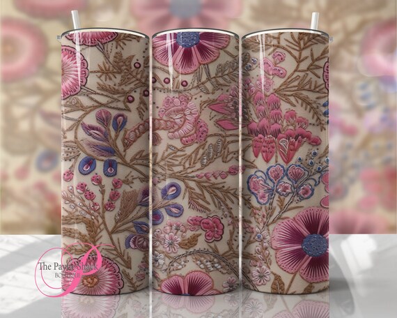 Embroidered Flower Sublimated Tumbler No Epoxy!