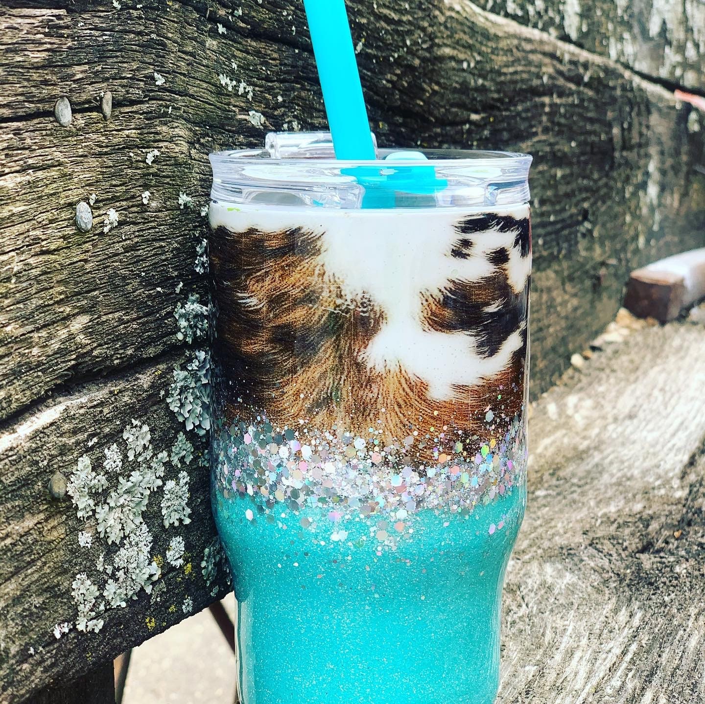 Cow Hide Tumbler Glitter Tumbler Personalized Etsy