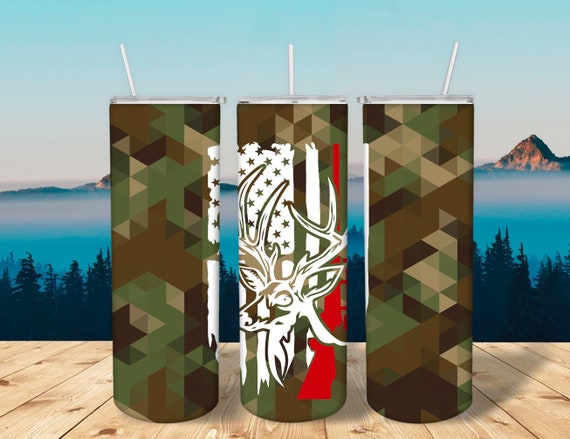 Camo Deer Flag Sublimated Tumbler No Epoxy!