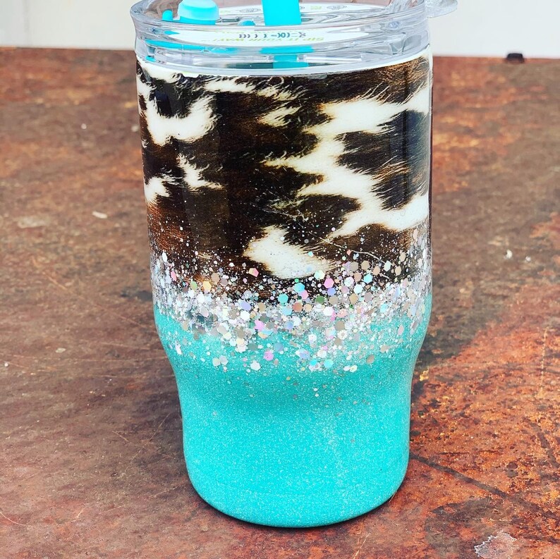 Cow Hide Tumbler Glitter Tumbler Personalized Etsy