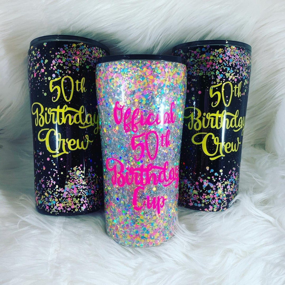 50th Birthday Crew Tumbler Glitter Tumbler Personalized Etsy