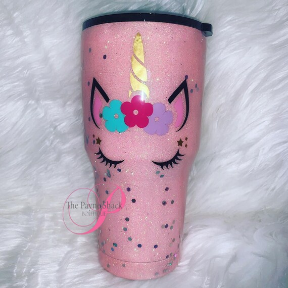 Pink Unicorn Glitter Tumbler, Personalized Kids Cup