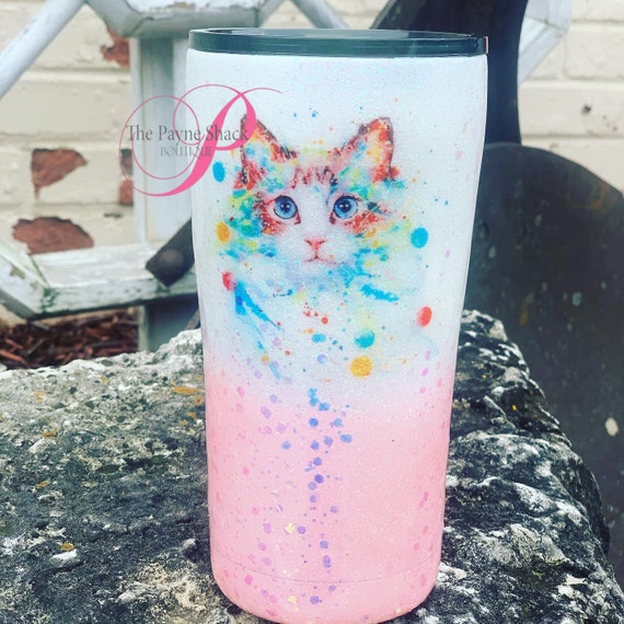 Cat Glitter Cup, Glitter Tumbler Personalized, Pet gift