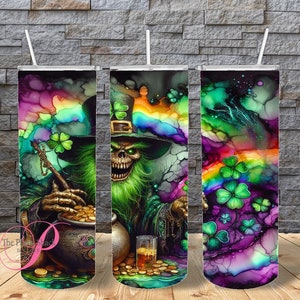 Evil Leprechaun PNG, JPG, 20oz Skinny Sublimation Tumbler Download, St. Patrick's Day Tumbler Design