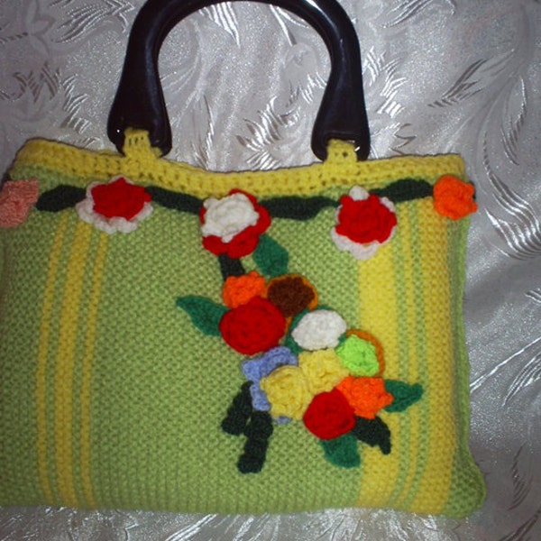Hand knitted handbag, suitable for summer days or beach walk,knitted bag, women bag , crochet bag