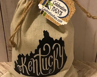 Kentucky Linen Draw-string Pouch, Kentucky Souvenir Bag