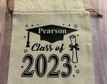 The Achiever Graduation Gift Bag, Class of 2023 Linen Pouch, Class of 2024 Senior Bag, Graduation Money Bag