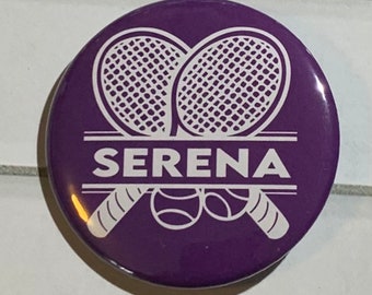 Personalized Tennis Button, Tennis Magnet, Sports Buttons, Tennis Pins, Senior Buttons