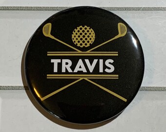 Personalized Golf Button or Magnet, Senior Golfer Gift