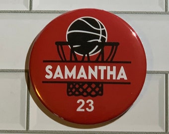 Botón de baloncesto personalizado, imán de baloncesto, botones deportivos, pines de baloncesto