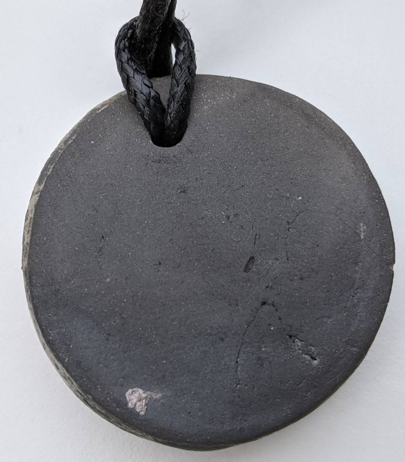 Hand Made in Oregon Sun Moon Earth Copper Ceramic Raku Pendant Necklace with 1.,5mm waxed cord adjustable length up to 15 inches