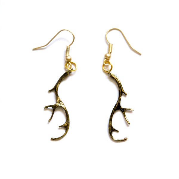Beautiful Brass Deer Antler Earrings