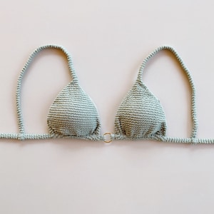 Sage Green Textured Triangle Bikini Top