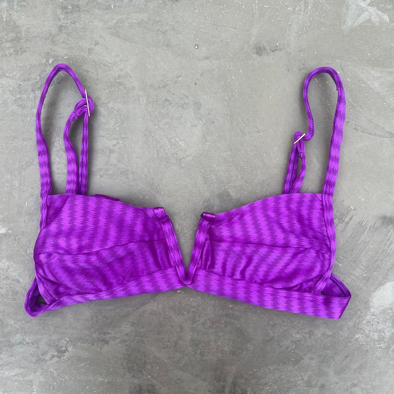 Brazilian Bikini Swimwear Swimsuit Beachwear Arpa Bikineria Shimmery V Squared Bikini Striped Vivi Top Blue Oil