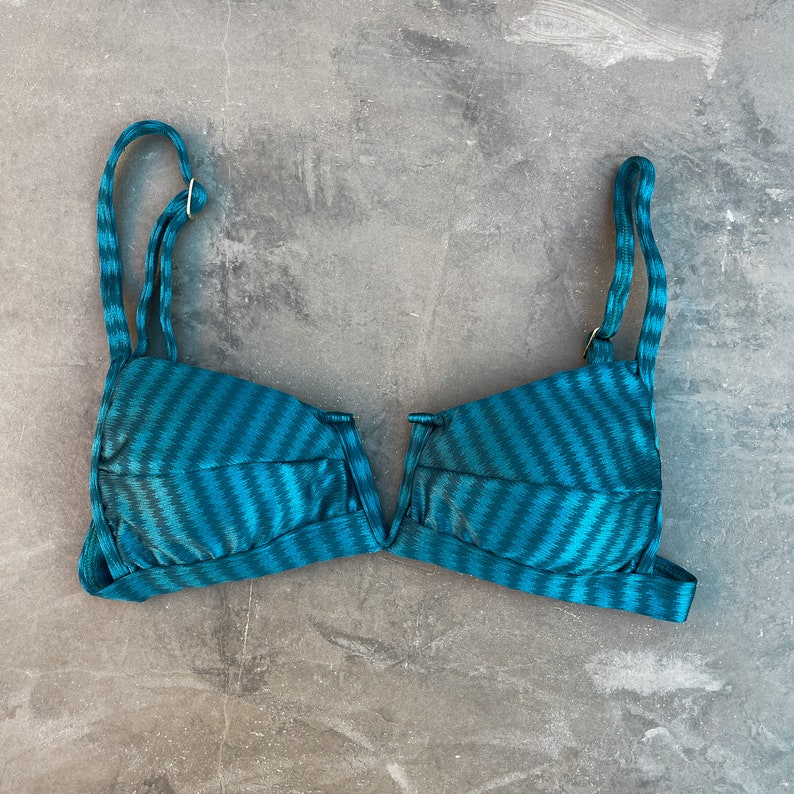 Brazilian Bikini Swimwear Swimsuit Beachwear Arpa Bikineria Shimmery V Squared Bikini Striped Vivi Top Blue Oil