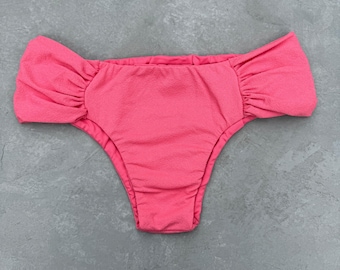 Seashore Textured Coral Delight Classy Cheeky Bikini Bottom