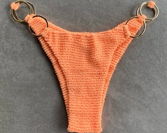 Energy Orange Textured Luna Bikini Bottom