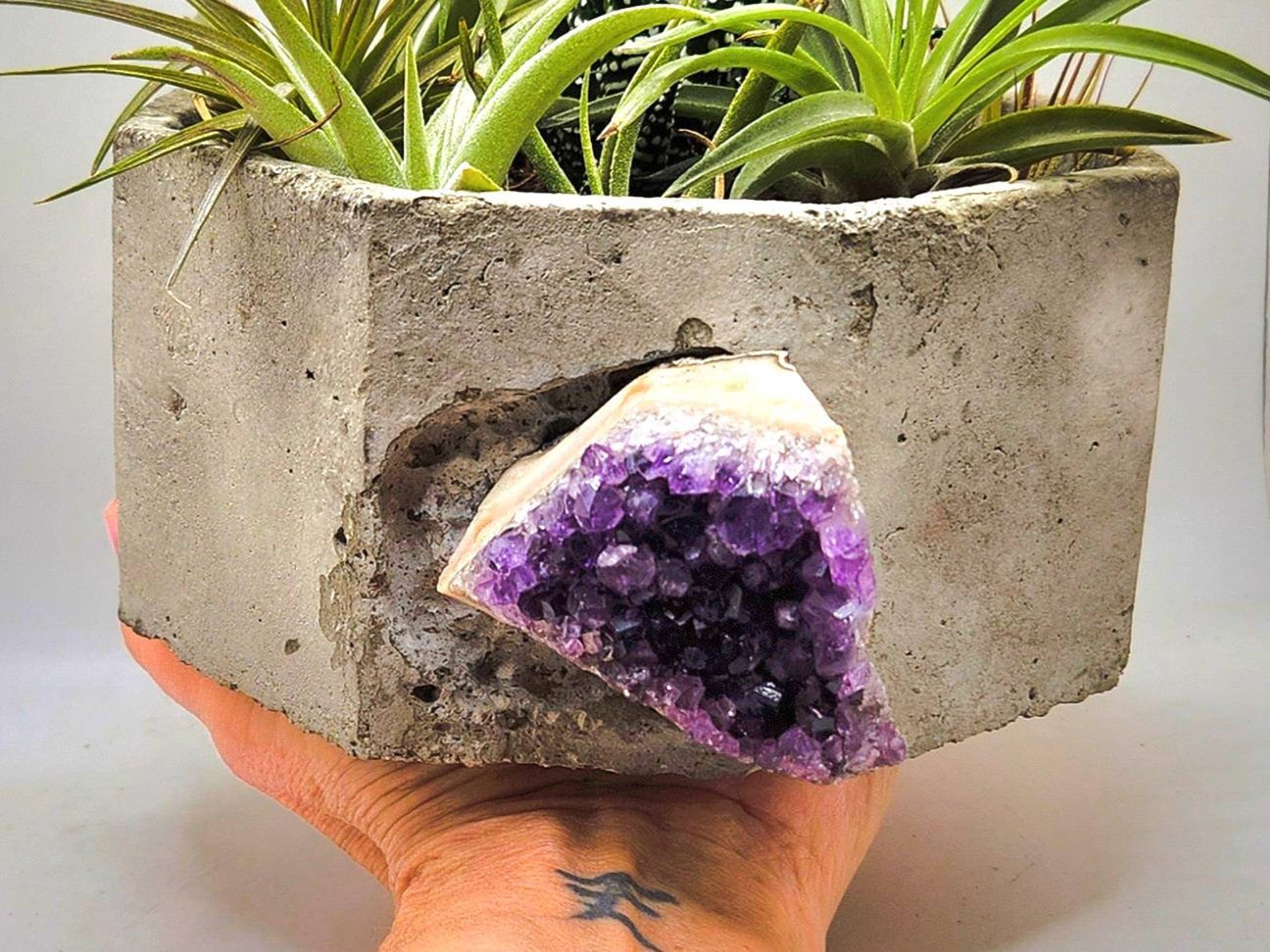 Geode Planter/ Geometric Planters/ Amethyst Geode Pot/ Indoor Etsy