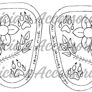 May include: Two black and white line art designs of a paw print, flower, and leaves. The designs are on a white background. The text "Jessica Hernandez Designs 2021" is on the right side of the image. The text "Hill Country Designs 2021 Jessica" is on the left side of the image.