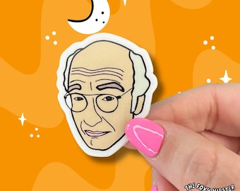 Larry David Vinyl Sticker Funny Decal Nostalgic, Water Bottle Sticker, Laptop Sticker, Curb
