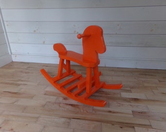 Child's Solid Wood Rocking Horse- Real Orange