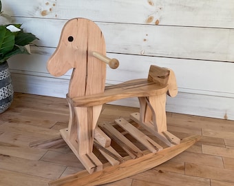 Child's Small Solid Wood Rocking Horse- Ambrosia Maple