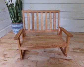 Child's Double Rocking Chair- Oak Wood