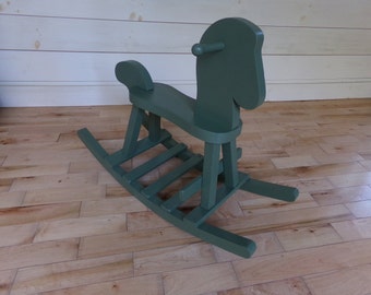 Child's Solid Wood Rocking Horse- Italian Olive