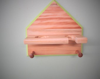 Home plate Baseball bat and ball display Rack , white pine wood with key lime green trim and clear finish
