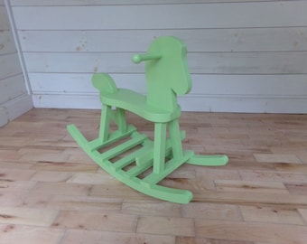 Child's Solid Wood Rocking Horse- Apple Green