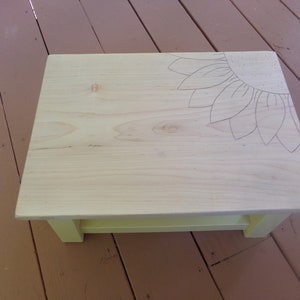 Rustic Sunflower Step Stool- Medium- Strawflower Yellow with Maple Top