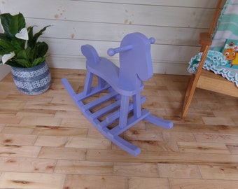 Child's Solid Wood Rocking Horse- French Lilac