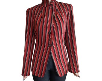 Blazer de lana con rayas náuticas de KENZO de los años 90, fabricado en Francia, 40 €