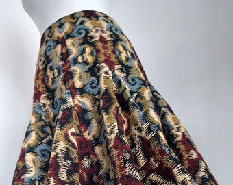 Falda hasta la rodilla con pliegues godet de tejido jacquard - Zac Posen US6 / UK10 - Cintura 28"