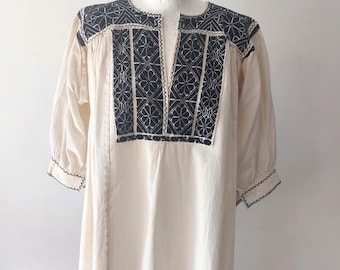 Artisan Handmade Mexican Ejutla Embroidered Tunic Mini Dress