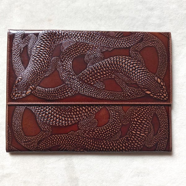 JEAN PATOU Entwined Snake Embossed Leather Large  Notes Wallet