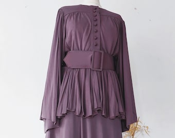 70s GINA FRATINI - Co-ord Set - Angle Sleeve Button Top/Jacket + Maxi Skirt