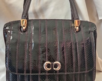 Vintage J Perez, Spain, Snakeskin Leather Top Handle  Bag