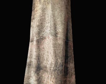 Falda larga de piel de cabra desgastada, Pier Antonio Gaspari, Italia, cintura 76 cm