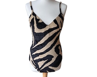 80s Velour Zebra Print One Piece Swimsuit  ANNA CLUB La Perla - IT48